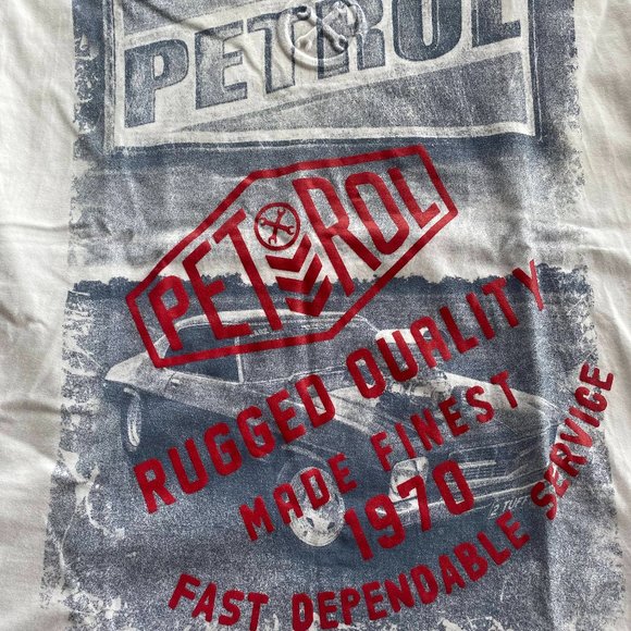 PETROL T shirt. White T shirt with embossed printing - Picture 1 of 5